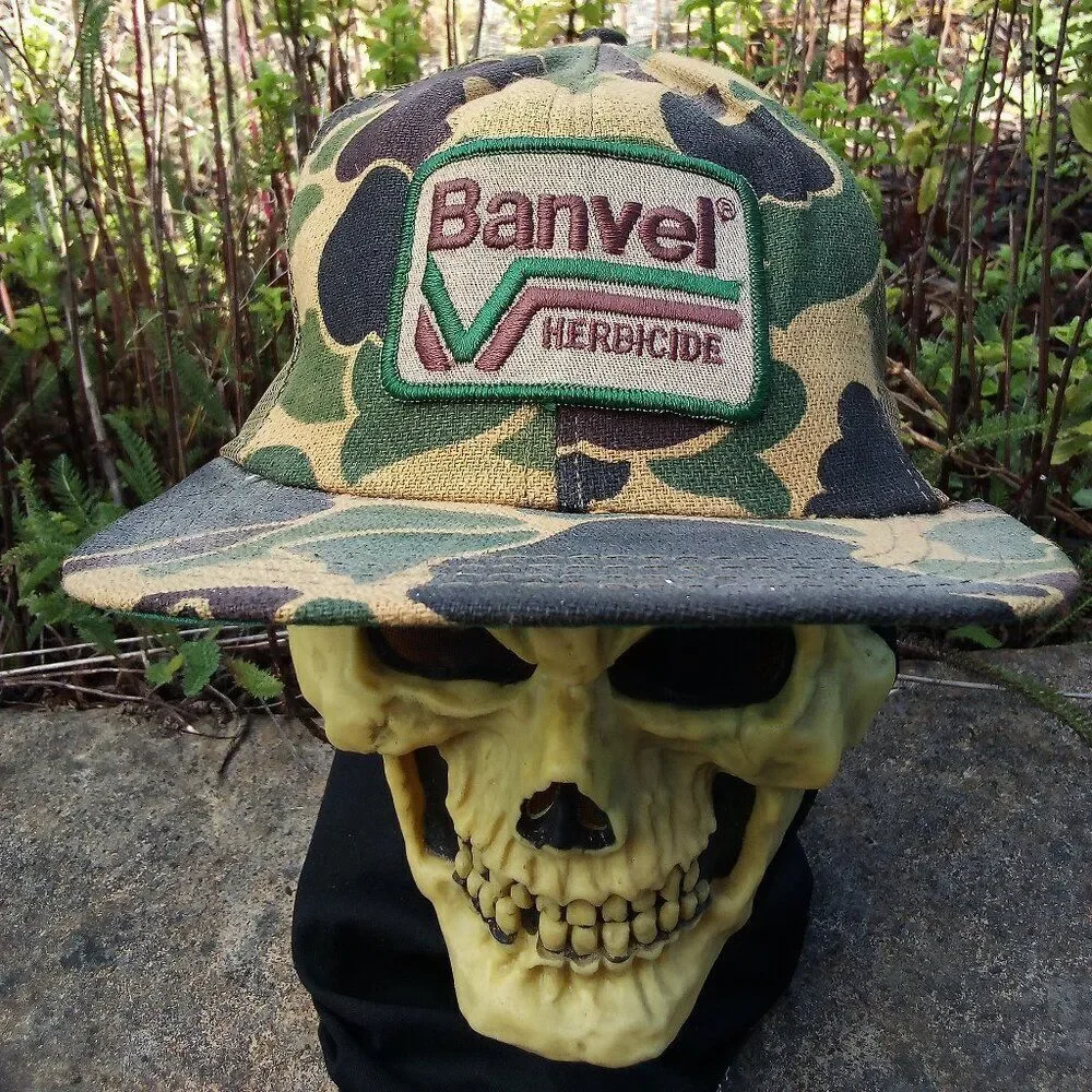 Vintage Banvel Herbicide Patch Camouflage Snap Trucker Hat Cap
